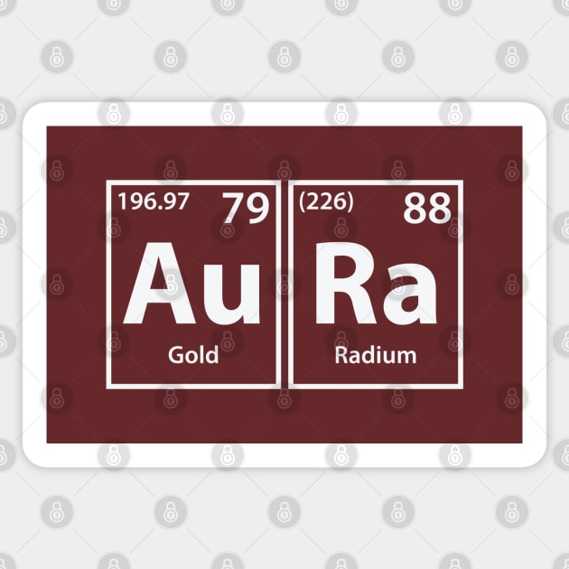 Aura (Au-Ra) Periodic Elements Spelling Sticker by cerebrands